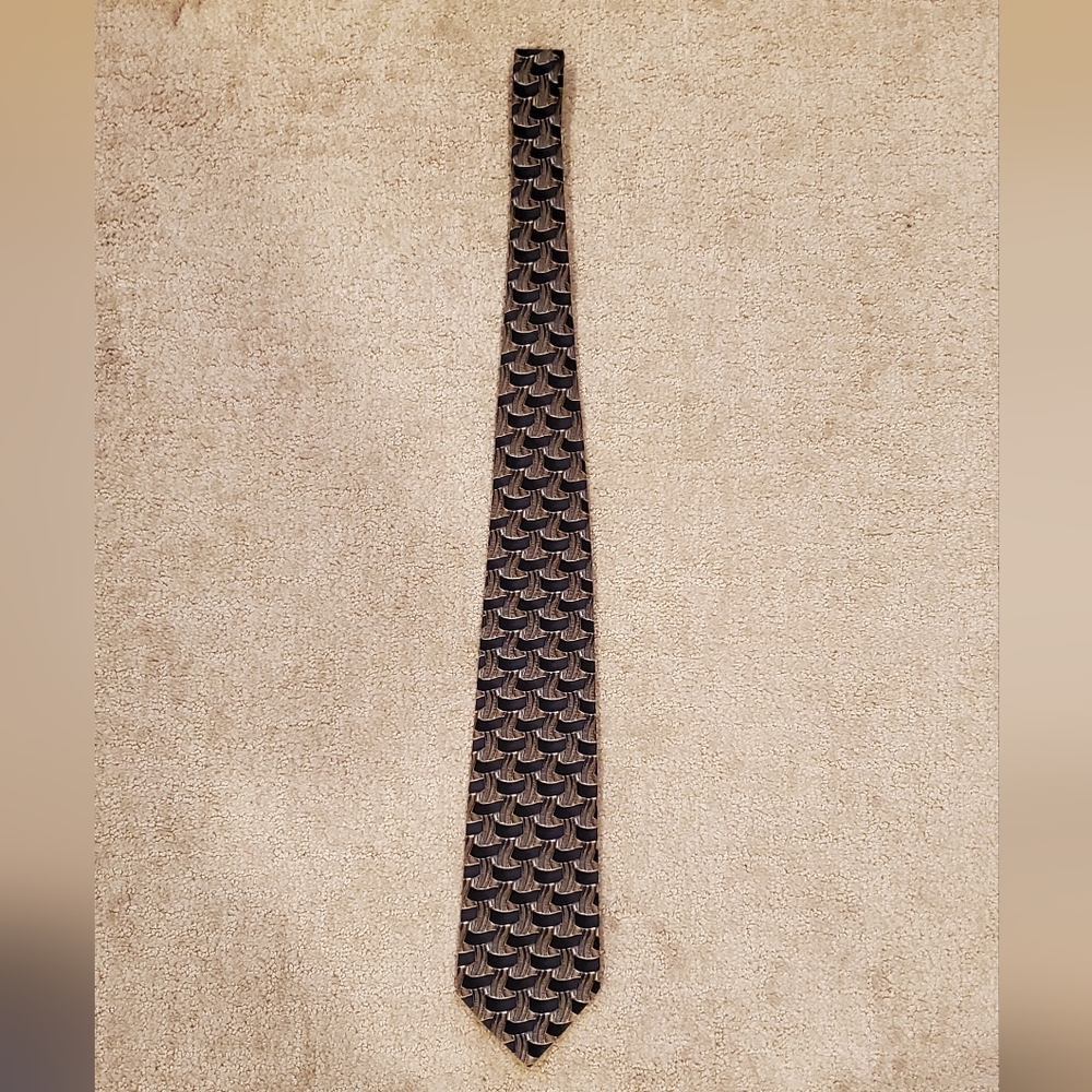 Men's Ketch Black Gray Geometric Necktie Made in Dom. Republic